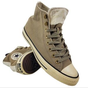 Converse All Star Taupe Faux Fur Lined High Tops